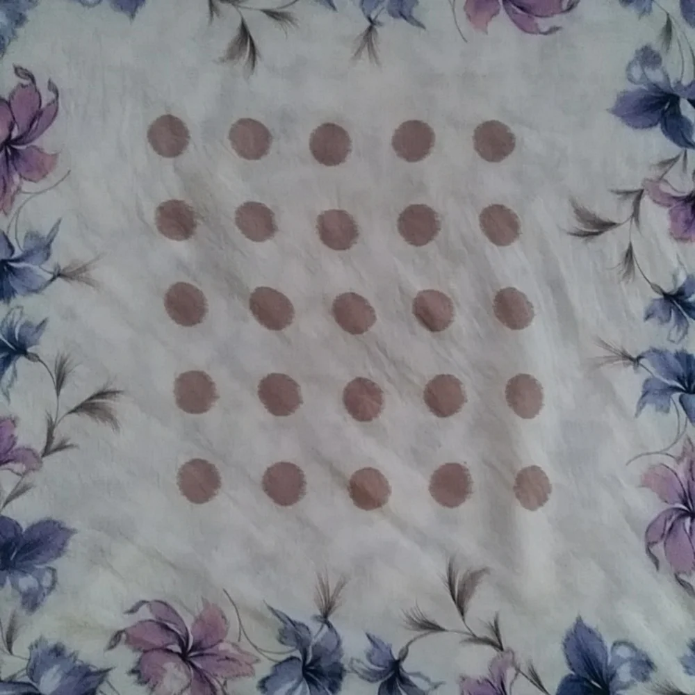 Vintage Floral Dotted Vibrant Scarf Beige Mauve Purple